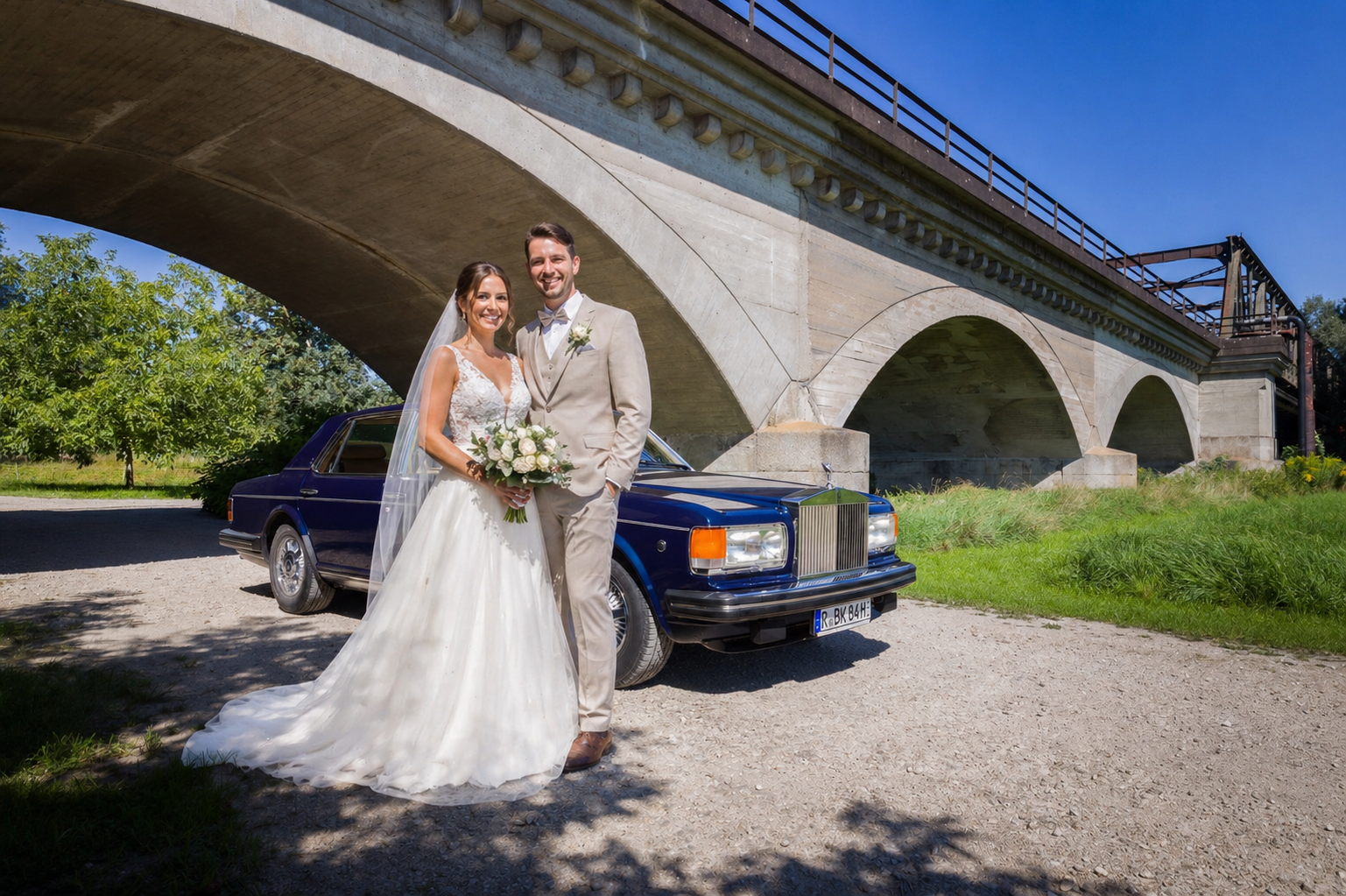 Rolls Royce Hochzeitsauto Bayern Brautpaar